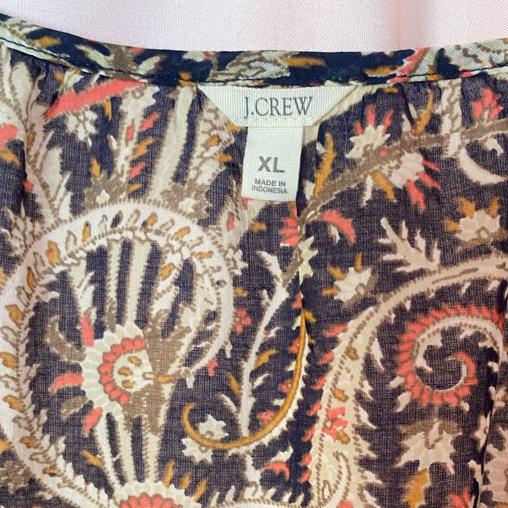 J. Crew 100% Cotton Paisley Swim Cover Up 3/4 Sleeve Size XLarge - Picture 4 of 11